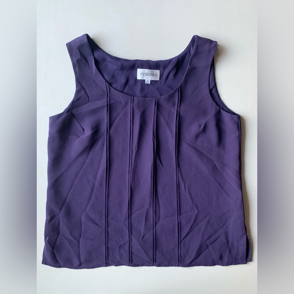 STUDIO 1 Purple Sleeveless Blouse Top Shirt Size 8 Polyester